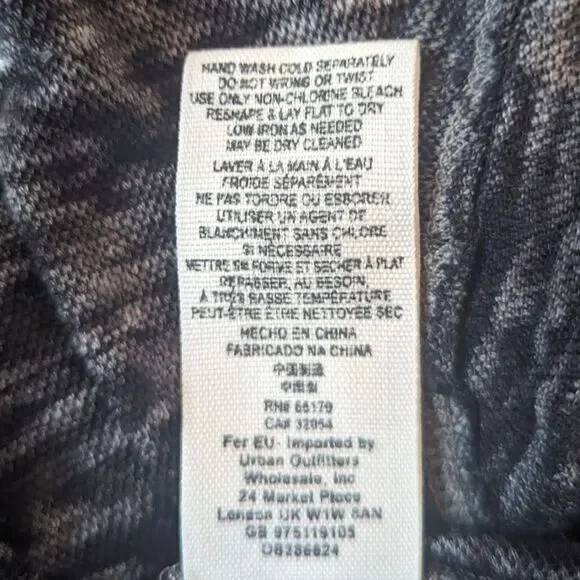 Free People Black Grey burnout bodycon long sleeve ruched dress - Picture 4 of 4